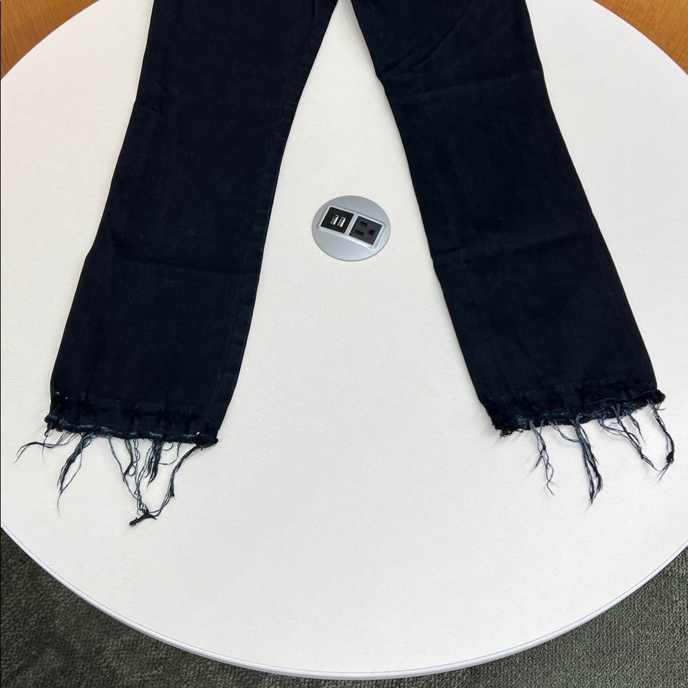 AMO bella denim pant jeans in black oak distressed raw undone hem size 26 - Picture 8 of 11